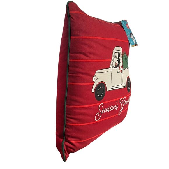 Disney Holiday Decor Pillow Mickey Mouse Season's Greetings Christmas Truck 16in - Picture 2 of 8